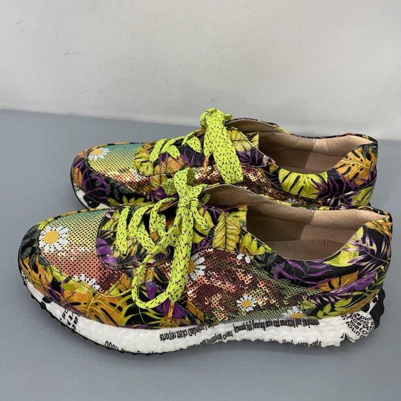 L'Artiste by Spring Step Sneakers Shoes Floral Sequin Colorful Yellow Womens 9.5 - Picture 7 of 15